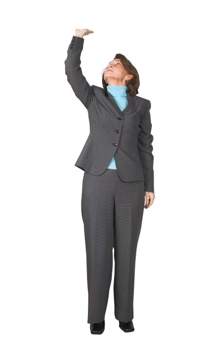 business woman holding something with 1 hand