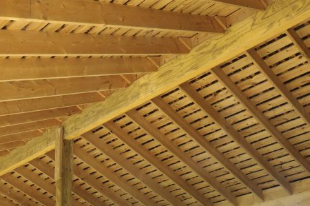 Joint effort: Roof rafters in barn