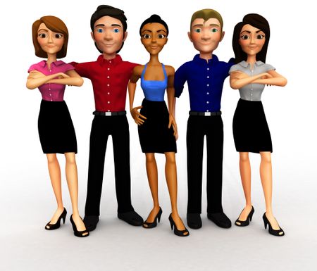 3D successful business group - isolated over a white background
