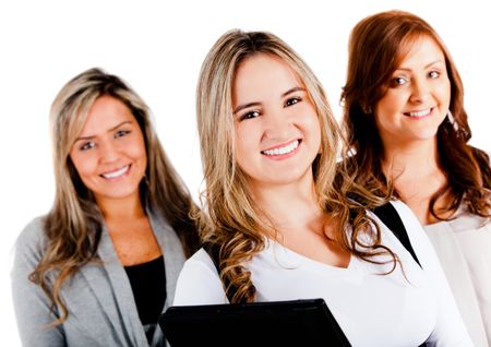 Beautiful group of business women - isolated over a white background