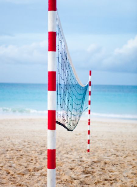 Volleyball net at the beach, sports concepts
