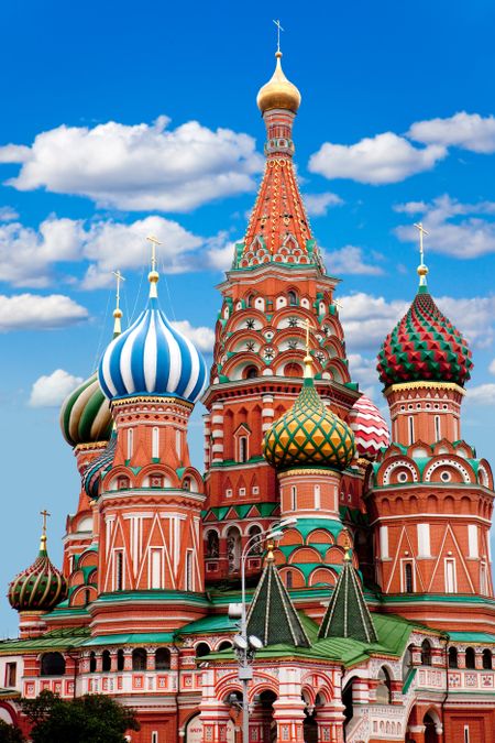 Bright picture of the Kremlin's church in Moscow in a summery day  - Saint's Basil Cathedral