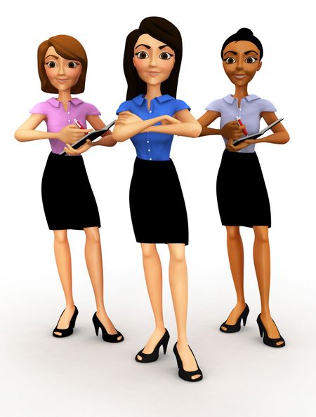 3D successful business women - isolated over a white background