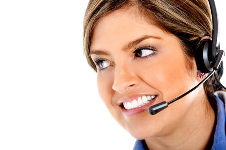 Friendly customer support operator - isolated over a white background