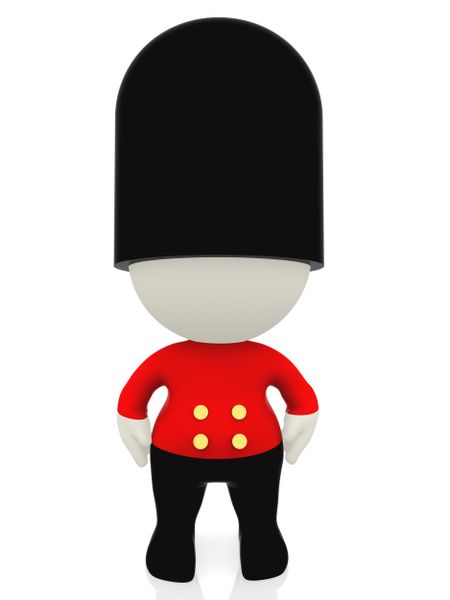 3D English guard in uniform with a hat - isolated over white