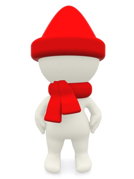 3D winter man wearing warm clothes - isolated over white