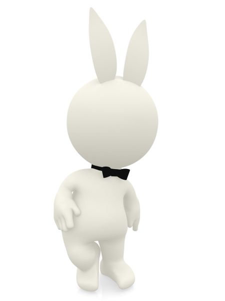 3D cartoon of a playboy bunny - isolated over a white background