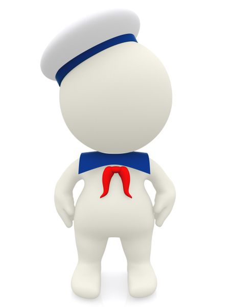 3D sailor cartoon in uniform - isolated over a white background