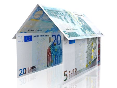 3D Euro house or shelter - isolated over a white background