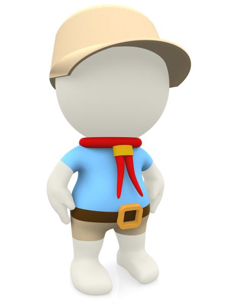 3D cartoon boy scout - isolated over a white background