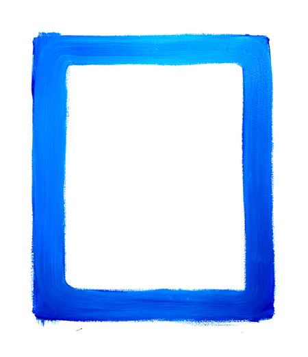 blue frame painted with a brush on a wall
