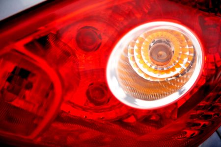 car brake light in red and white glass