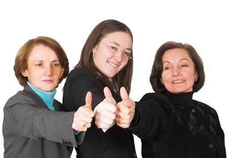 Business female management team with thumbs up