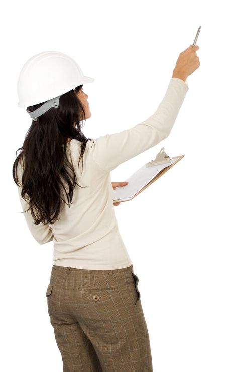 woman architect isolated over a white background