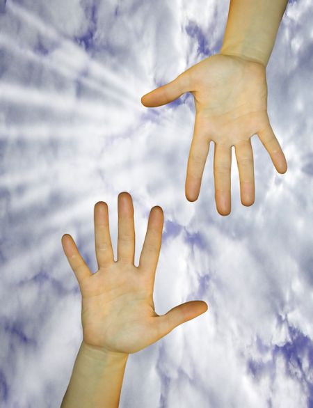 Two hands trying to reach for each other