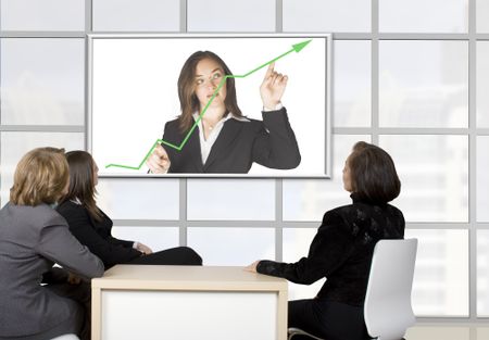Corporate trainning in an office screen