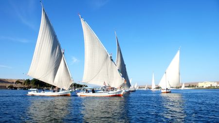 beautiful regatta boats by the sea on a sunny day