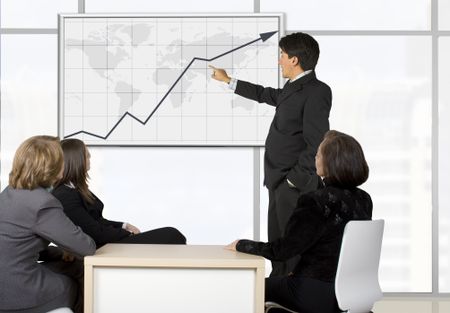 Corporate trainning in an office screen