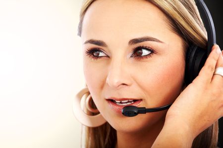 beautiful business customer service woman representative smiling