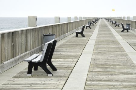 Public pier at on an overcast day, Pensacola Beach, Florida