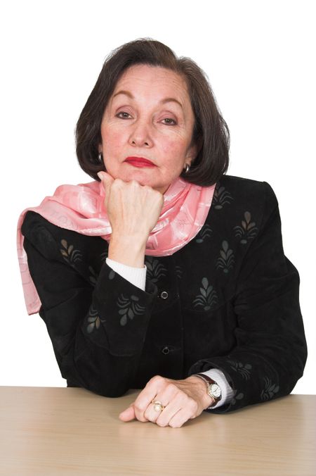 confident business woman on a white background