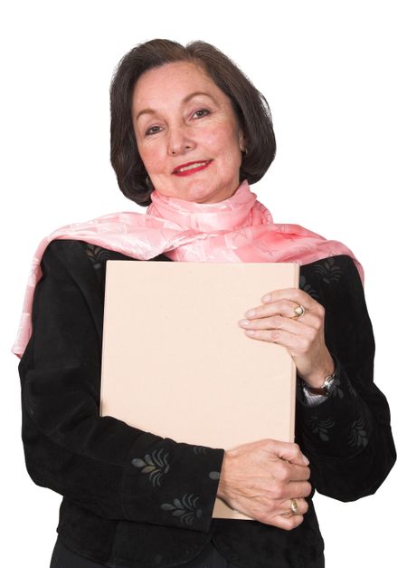 business woman with folder and a happy face