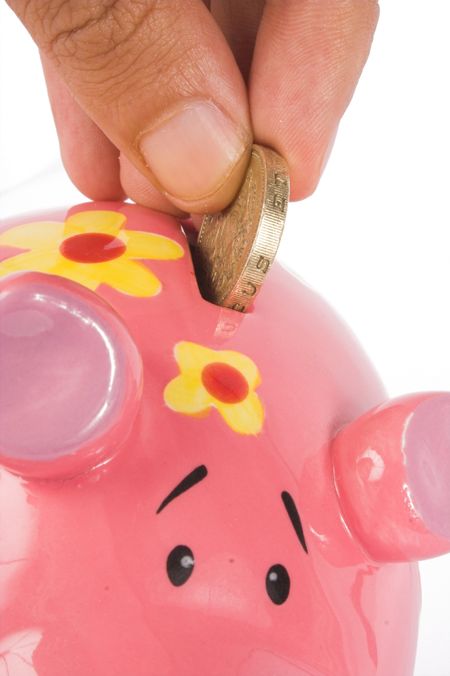 business savings in piggy bank close up