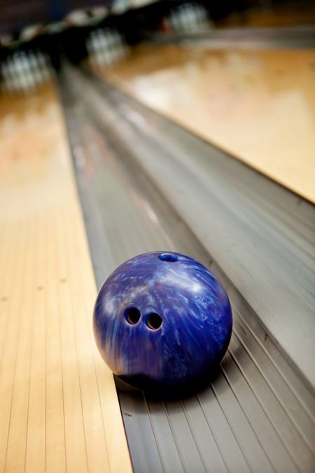 Bowling ball going into the canal after a bad shot