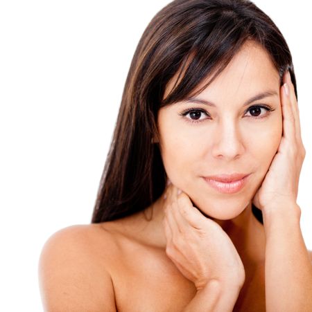 Beauty female portrait - isolated over a white background