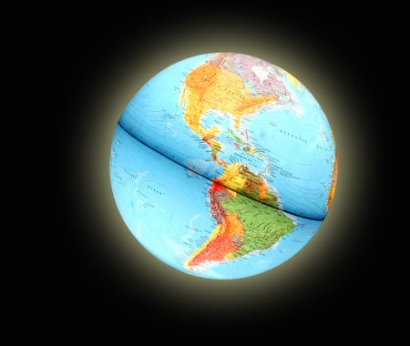 Shinning Blue Earth Globe on a Black background