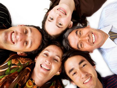 happy family portrait isolated over a white background