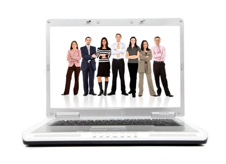 business people with a laptop computer isolated over a white background