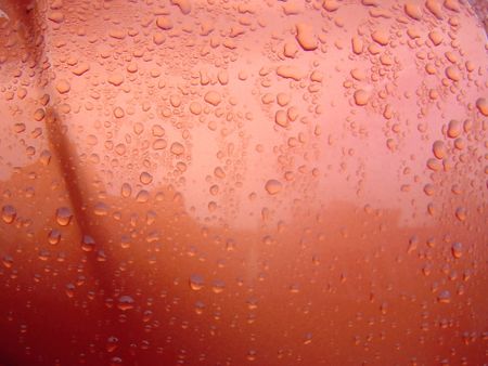 Water drops on a metallic surface