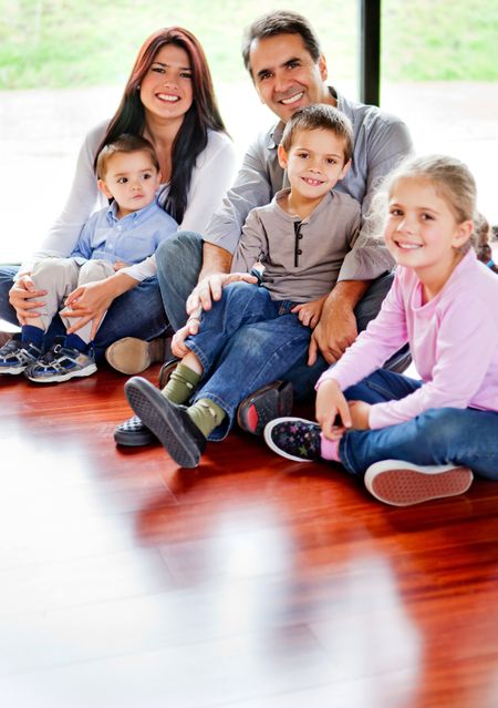 Beautiful family spending time together and smiling