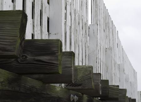 Study in similarity and difference: Detail of fishing pier in Virginia Beach, USA