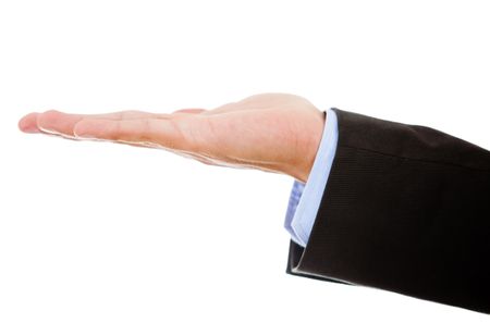 Business hand extended - isolated over a white background