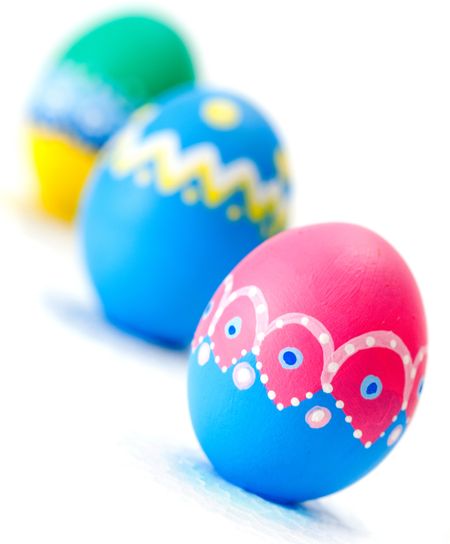 Hand painted Easter eggs - isolated over a white background