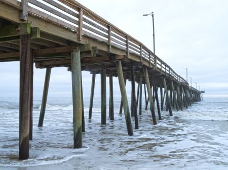 Fishing pier at Virginia Beach on an overcast morning